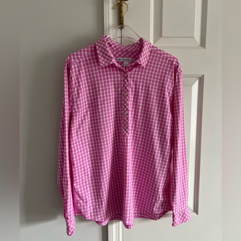 Women’s Quarter Button Gingham Blouse